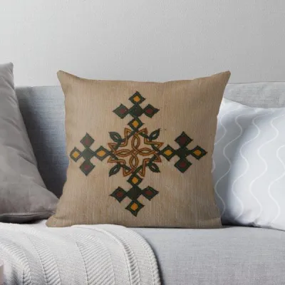 Ethiopian Cross Design Printing Throw Pillow Cover Decor Fashion Fashion Home Comfort Anime Office Car Pillows not include