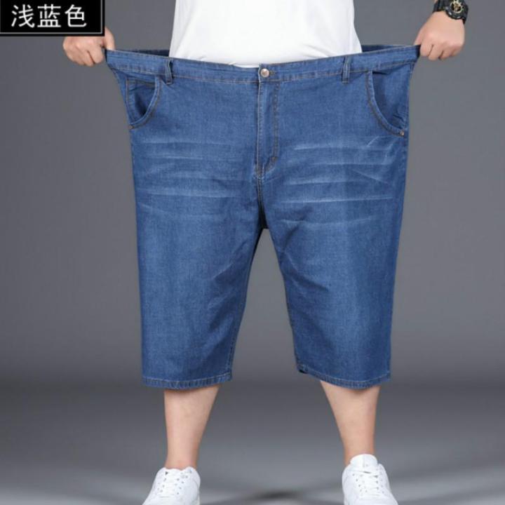 กางเกงยีนผู้ชาย-ขาสั้น-ผ้ายีนยืด-แฟชั่นเกาหลี-ไซซ์ใหญ่