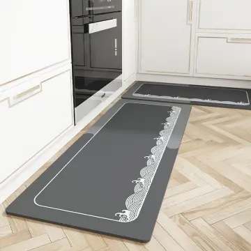 PVC Washable Kitchen Mat Gray Vinyl Non-slip Carpet Waterproof Oilproof  Long Rug For Floor Balcony Laundry Room Entrance Doormat