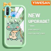 YIWESAN เคสสำหรับ Realme C3การ์ตูนจระเข้น้อยสีสันสดใสน่ารักสร้างสรรค์กันกระแทกแบบใสเลนส์กล้องถ่ายรูปแบบนิ่มสัตว์ประหลาดตัวเล็กเคสโทรศัพท์โปร่งใสสบายปลอกป้องกันซิลิโคนง่าย