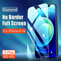2Pcs 9D Borderless Full Cover Tempered Glass Screen Protector For iPhone 14 13 12 11 Pro Max Mini XS XR X 7 8 6 6S Plus + SE 2020 HD Shockproof Protective Film Screen Protection Top Seller