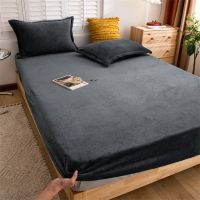 Flannel Velvet Fitted Sheet 140x190Thicken Mattress Protector Cover With Elastic BandAutumn And Winter WarmSolid Color