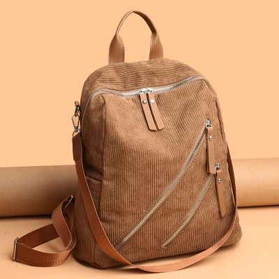 Hot Women S Backpack 2023 Fashion Casual Back Pack Bag Corduroy Travel Backpack For Women Bag Female