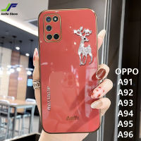 JieFie Elk Deer สำหรับ OPPO A92 / A93 / A94 / A95 / A96/A91แฟชั่นกวางหัวปลอก Chrome ชุบ TPU ปกหลัง