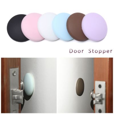 New Silicone Rubber Door Handle Stopper Buffer Anti-slip Sticker Self Adhesive Doorknob Crash Pad Round Bumper Wall Protector Decorative Door Stops