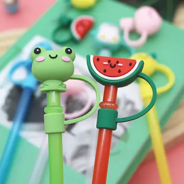 Straw Cover 6PCS Cartoon Reusable Straw Caps Decoration Animals