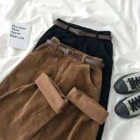 High Waist Corduroy Wide Leg Pants Female Vintage Brown Black Straight Trouser Without Belt Women Casual Harajuku Bottoms