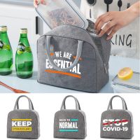 ✾✙❏ Women Dinner Thermal Lunch Bags Phrase Printed School Child Canvas Tote Organizer Insulation Box Bag Picnic Food Cooler Handbags