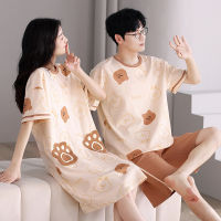 Couple Pajamas Summer Cotton Short -Sleeved Thin Night Nightsion, Cute Men And Women 2023 New