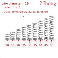 【♘COD Free Cas♘】 gongfaz 10ชิ้นสาย0.9มิลลิเมตร0.9x6xl Od = 6สเตนเลสสตีลสปริงอัดจุดเล็กๆความยาว10-50มม.