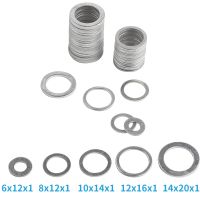 20/100Pcs Aluminium Mesin Cuci Gasket Set 6X12X1 Mm 10X14X1 Mm mesin Cuci Logam Datar Gasket Aluminium Sealing Cincin