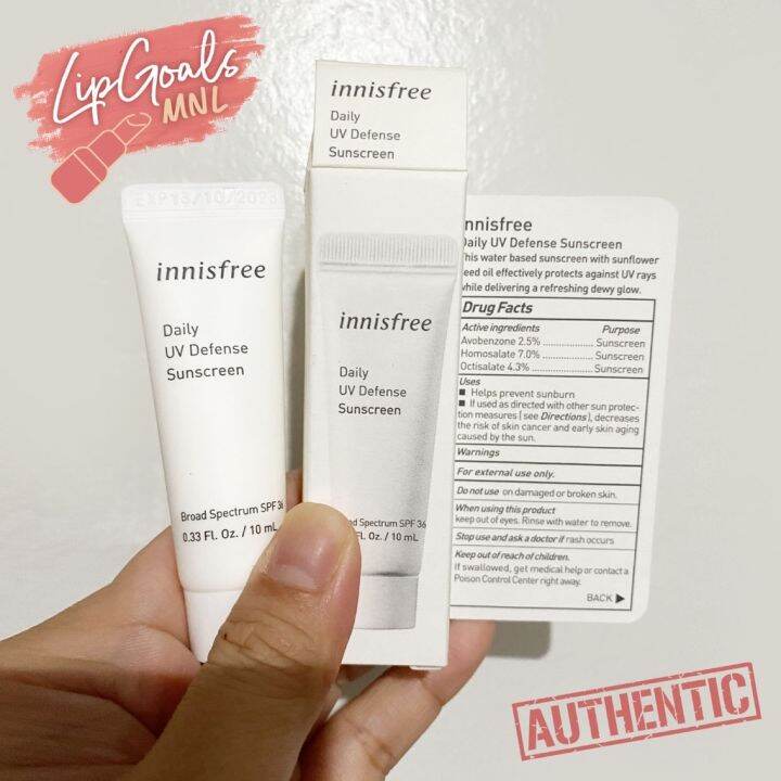 №⊕ Innisfree Daily UV Defense Sunscreen 10mL AUTHENTIC Lazada PH