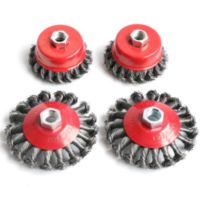 2Pcs M14 M10 screw Twist Knot Wire Wheel Cup Brush For Angle Grinder Steel Wire &amp; Alloy Metals Twisted &amp; Crimped Wire Brushes Ki