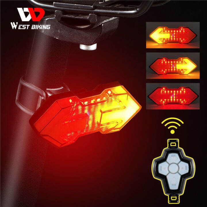WEST BIKING Bicycle Turn Signal Tail Light Wireless Remote Control Ultralight LED Light Bike