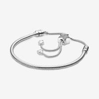 [พร้อมส่ง สินค้าแท้ ?] Pandora Moments Pavé Star and Snake Chain Sliding Bracelet (แถมกล่อง)