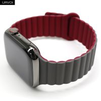 URVOI สายหนังสำหรับนาฬิการุ่นวงดนตรีสำหรับ Iwatch พิเศษ8 7 6 SE54321แม่เหล็กสายทูโทน2022หัวเข็มขัดห่วงใหม่ฤดูใบไม้ร่วง