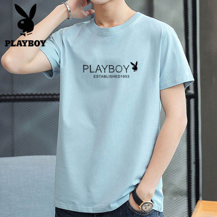 ผู้ชาย-playboy-เสื้อยืดผ้าฝ้ายยี่ห้อแขนสั้นพิมพ์ลาย-เสื้อยืดplayboyผู้ชาย-เสื้อยืดplayboyแท้-t313