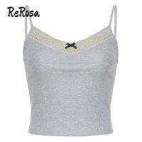 COD SDGREYRTYT ReRosa Womens Patchwork Crew Neck Crop Tank Top