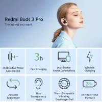 Redmi Airdots 3หูฟังรุ่นโปร ANC หูฟังบลูทูธ TWS ไร้สายที่แท้จริง5.2ชาร์จไร้สาย Redmi Airdots 3Pro ชุดหูฟัง