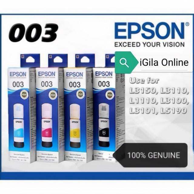 ORIGINAL EPSON 003 REFIL INK BLACK CMY FOR PRINTER L3110 L3150 L5190 L1110 L3250 L3210 L3156