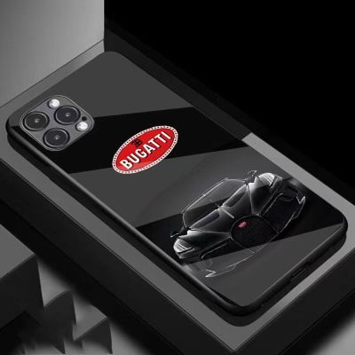 Bugatti เคสสำหรับไอโฟนโทรศัพท์กันกระแทก14 /Pro/plus/pro Max/ 13/12/11กระจกป้องกัน