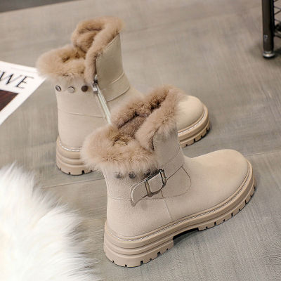 TUINANLE Cow Suede Women Boots Quality High Top Shoe Warm Plush Winter Booties Woman New Arrival Womens Boots Ankle Female Botas
