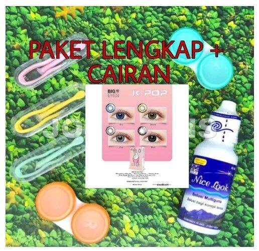 PAKET LENGKAP MURAH SOFTLENS KPOP BIG EYES 16 MM DNA BOLYCON PEMULA ...