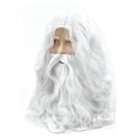 Silk Deluxe White Santa ชุดแฟนซีเครื่องแต่งกาย Wizard วิกผมและเคราชุด40ซม. คริสต์มาสฮาโลวีนตกแต่งปีใหม่