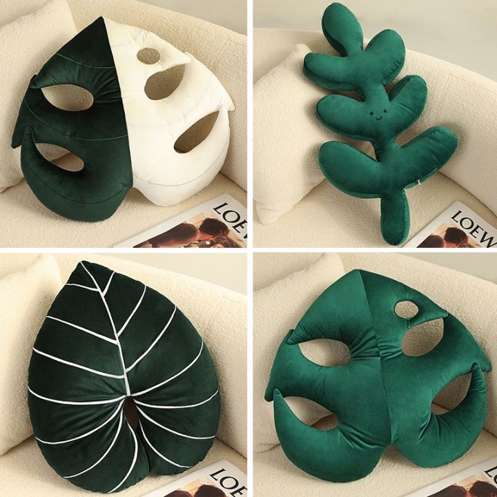 ins-green-leaf-pillow-plush-stuffed-plants-monstera-philodendron-seat-cushion-plushie-peluche-sofa-chair-home-decorate-prop