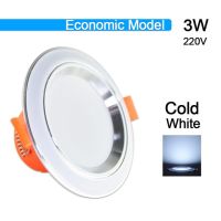 【❉HOT SALE❉】 can511637234 ดาวน์ไลท์3W 5W 9W 12W 15W 18W ไฟดาวน์ไลท์ Led สปอตไลท์220V สีเงินทองสีขาวแสง Led Spot ถอยอลูมิเนียมกลมบางพิเศษ (3W)