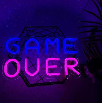 LED Icon Game Over Neon Light Sign Control Decorative Lamp Lights Game Lampstand For Childern Room Bar Club Wall Decor Gift