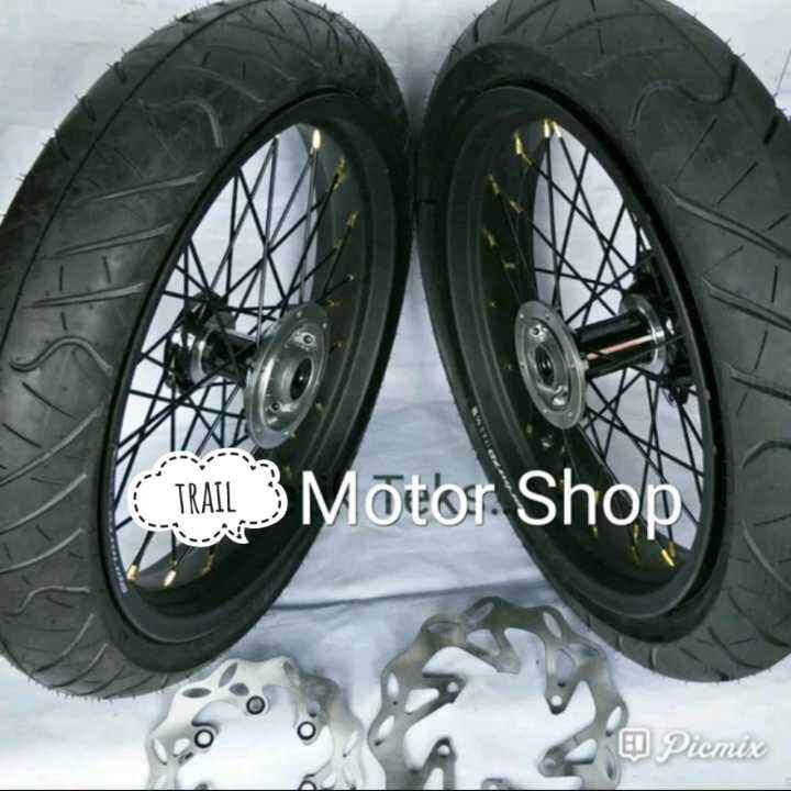 Velg Klx Dtracker Velg Supermoto Sepaket Full Set Super Jumbo Velg Rossi Tapak Lebar Ban