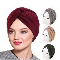 [A Flexible] ผู้หญิง TwistTurban Solid ColorCap HeadwearHatLadies Headscarf Bonnet ElasticAccessories