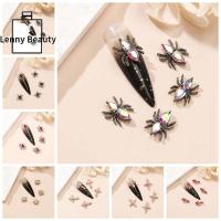 LENNY 10Pcs/set เครื่องประดับเล็บ DIY ตกแต่งเล็บฮาโลวีน เสน่ห์ศิลปะเล็บ อุปกรณ์ทำเล็บ อุปกรณ์ทำเล็บฮาโลวีน หรูหราเบาๆ สไปเดอร์แบท อุปกรณ์ทำเล็บ