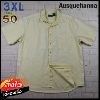 Ausquehanna®แท้ อก 50 ไซส์ 3XL เสื้อเชิ้ตผู้ชาย สีเหลืองอ่อน แขนสั้น เสื้อใส่เที่ยวใส่ทำงานสวยๆ
