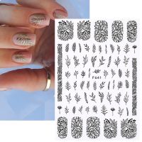 3D Nail Stickers Character Face Image Leaves Flower Decals Slider Black White Heart Geometric Nail Art Nail Art Decorarion 1pc