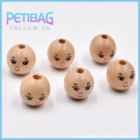 PETIBAG 100pcs ทำจากไม้ ลูกปัดไม้ลูกปัด 18mm ครับ พิมพ์ undyed ลูกปัดหัวกลม พิมพ์ undyed Ball กลมกลมๆ ลูกปัดหน้ากลม การทำเครื่องประดับงานฝีมือ DIY