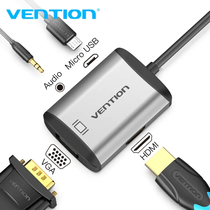 Vention HDMI to HDMI VGA Adapter Video 4K HDMI Converter HDMI VGA Cable for  Laptop PC HDTV PS4 Monitor Projector HDMI to VGA Converter with 3.5mm Audio  Jack and Micro-USB Power |