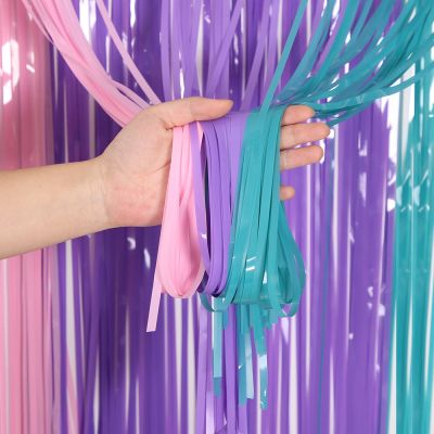 【hot】▧◎ 1x2m Unicorn Tinsel Foil Curtain Decoration Baby Show Kids Birthday Photo Props Backdrop