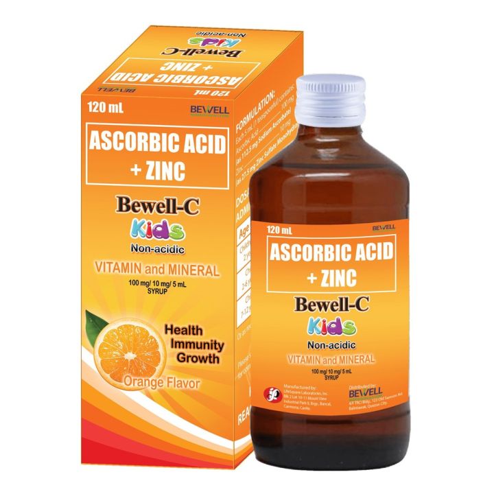 Bewell-C Kids Non Acidic Vitamin C With Zinc Orange Flavor Syrup 120ml ...