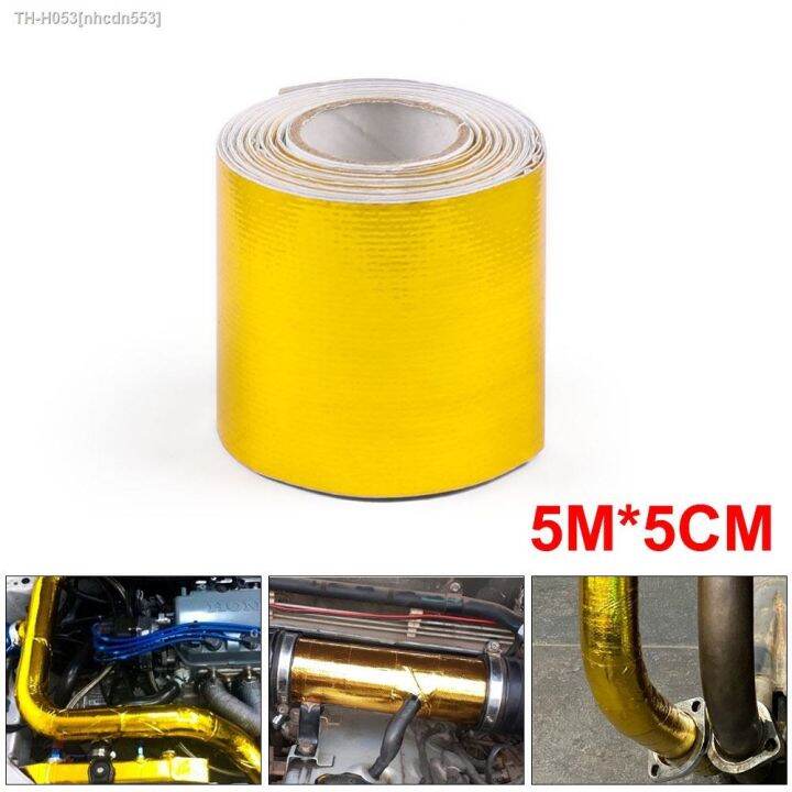 5mx5cm Fiberglass Heat Reflective Tape Gold High Temperature Heat and Sound Shield Wrap Tape