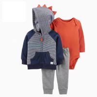 Baby Girl Clothes Set  Fall Long Sleeve Zipper Cartoon Jacket+Romper+Pant Newborn Boy Outfit 6-24M