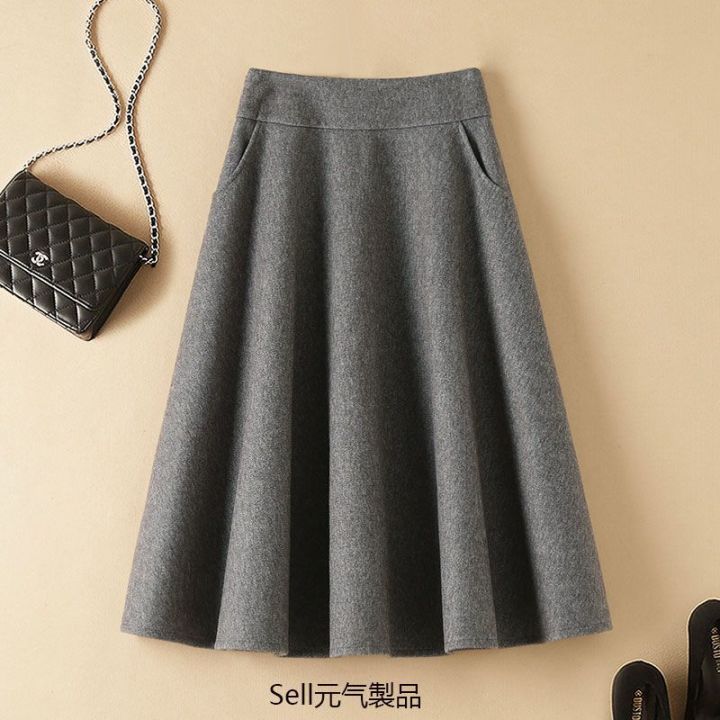 Woolen Half Length Skirt Women s Autumn winter High Waisted Skirt