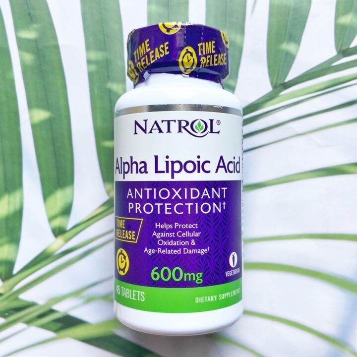 (Natrol®) Alpha Lipoic Acid Time Release 600 mg 45 Tablets กรดอัลฟาไลโป ...