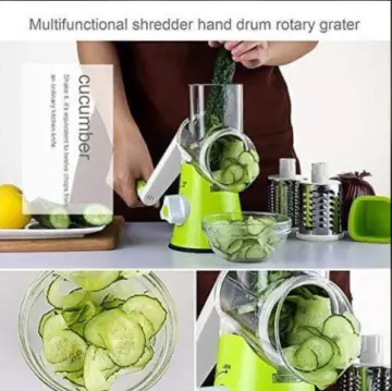 Rotary Cheese Grater, Zinc Alloy Rotary Vegetable Mandoline, Manual Cheese  Mandoline w/ 5 Stainless Steel Cutting