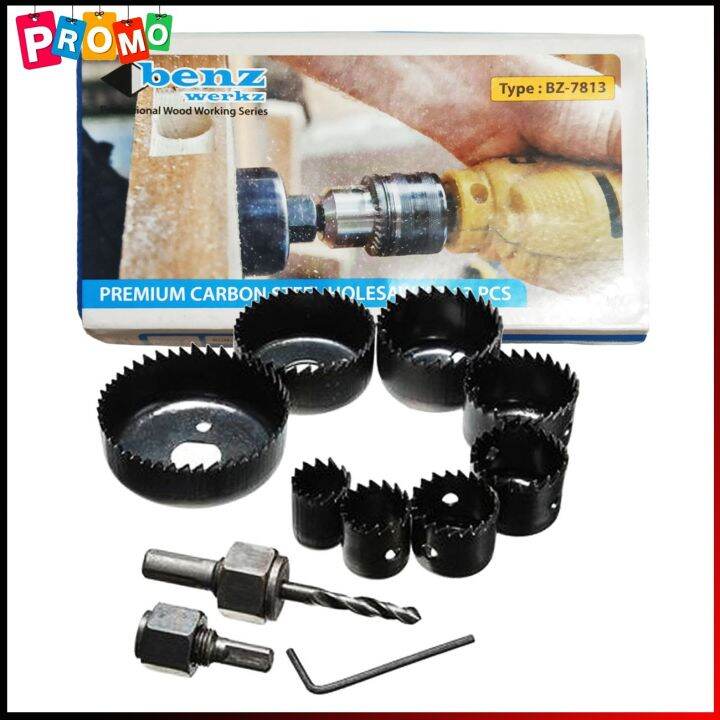 Benz Carbon Steel Holesaw Kit Set 13Pcs Mata Bor Pelubang Kayu PVC ...