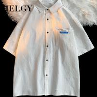 IELGY เสื้อเชิ้ตผ้าลินินแขนสามส่วนของผู้ชาย,แจ็กเก็ตญี่ปุ่นไฮเอนด์ดีไซน์เฉพาะกลุ่ม