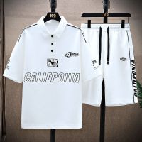 【July hot】 Mens polo short-sleeved suit handsome clothes male students casual sports t-shirt two-piece set