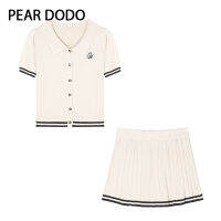 PEAR DODO เสื้อโปโลสไตล์มหาลัยสไตล์เกาหลี + ชุดกระโปรงลำลองขาสั้นสำหรับผู้หญิง