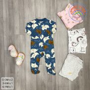 Sleepsuit, bodysuit carter dài tay cho bé trai bé gái 6 - 9 Tháng